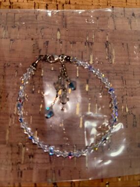 925 Crystal Beaded Bracelet with Aurora Borealis Accent - Clear